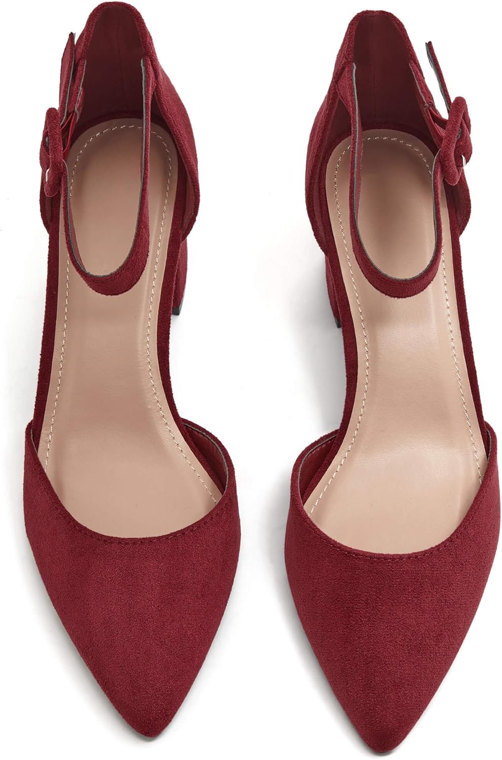 LAICIGO Women's Pointed Toe Pumps Ankle Strap Buckle Chunky Block Heel Dress D'Orsay Shoes - Image 4