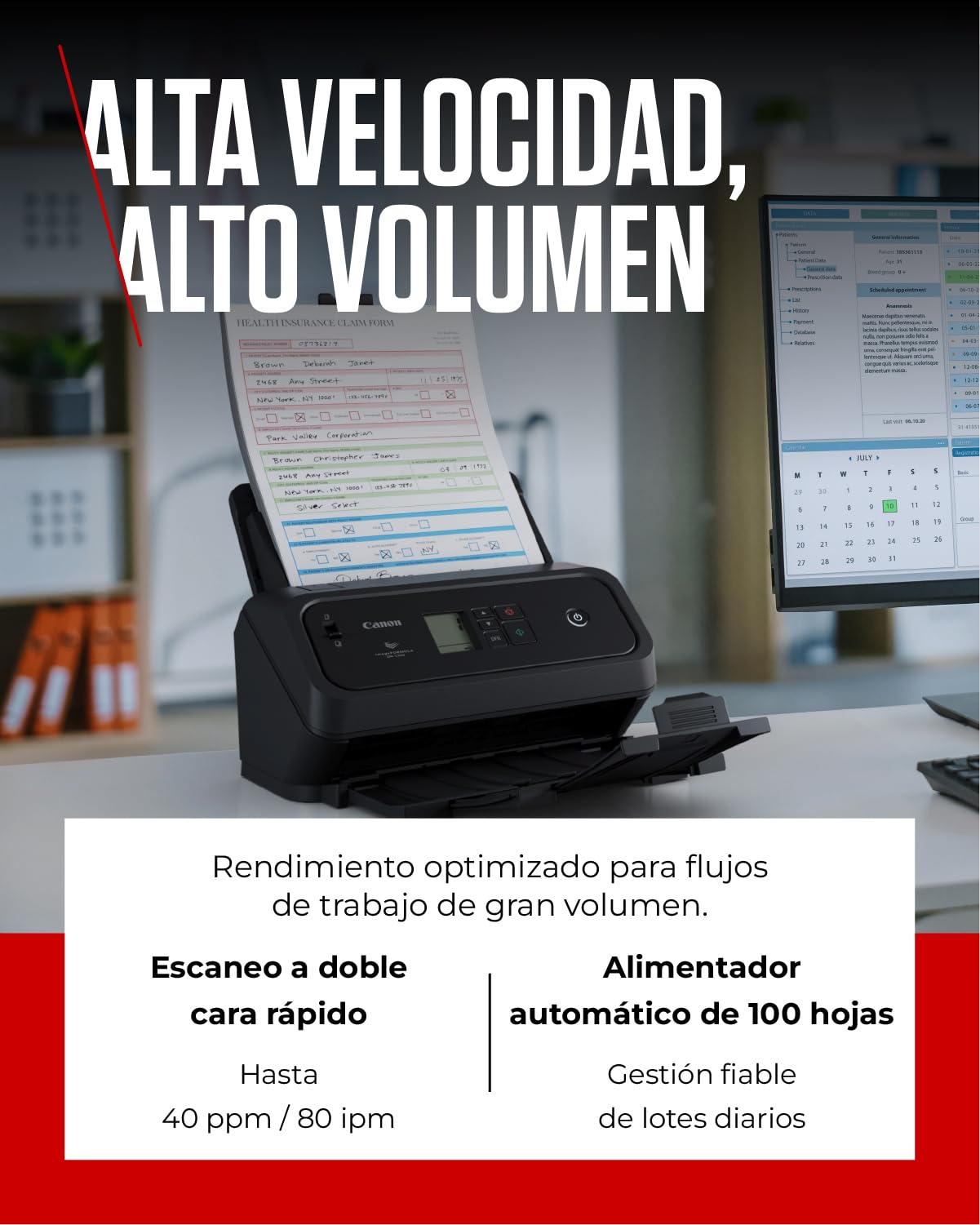 Canon imageFORMULA DR-C340 Escáner de Documentos A4 | Diseño Ultracompacto y Procesamiento Avanzado de Imagen para Oficina | Alimentador de 100 Hojas | con Canon CaptureOnTouch Pro