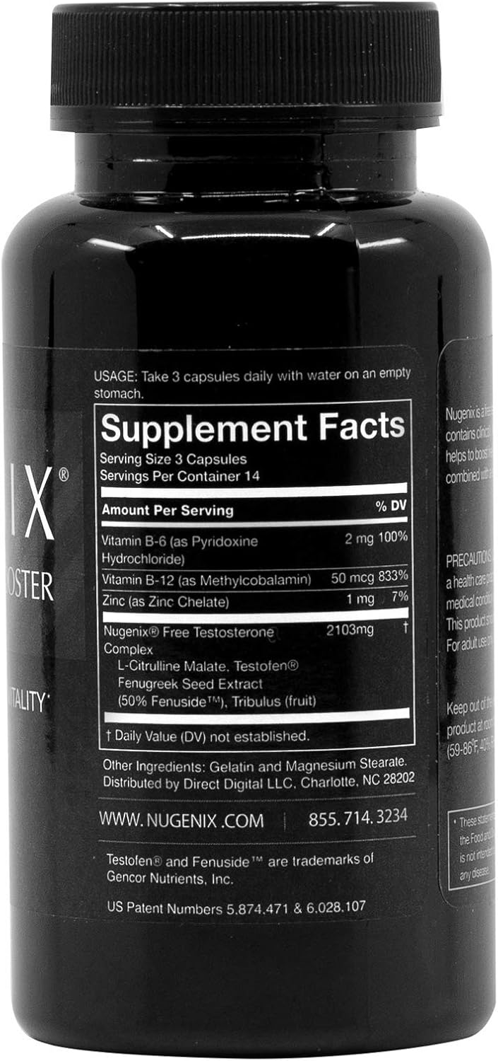 Nugenix Free Testosterone Booster for Men, 42 Count : Health & Household