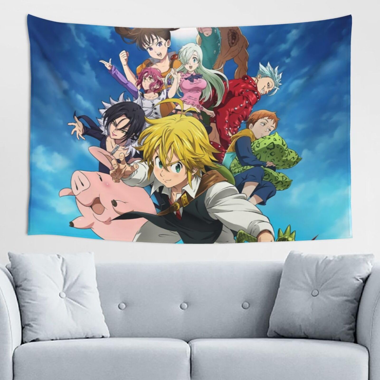 Amazon.co.jp: 七つの大罪 多機能 撮影用 背景布 タペストリー 装飾 布ポスター 大きい 個性 ユニーク 壁掛け布 リビング 玄関 客間  寝室 壁掛け パーティー インテリア 布ポスター150*100cm : ホーム＆キッチン