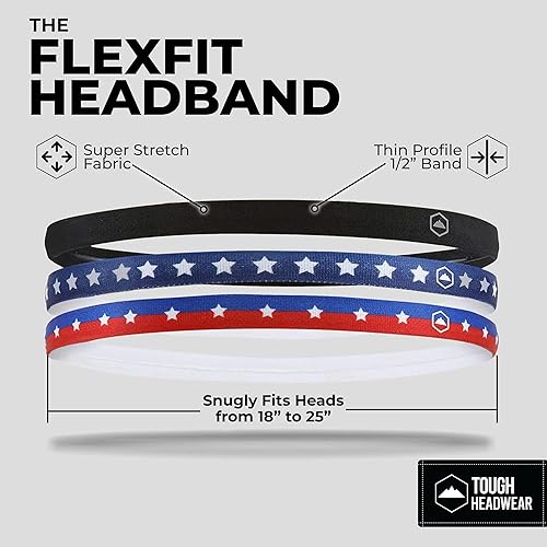 Miniatura 10 de Elastic Thin Sports Headbands - Athletic Non Slip Skinny Headbands for Women Men Boys Girls Kids- 6-Pack Silicone Grip Hairband Mini Sweat Band