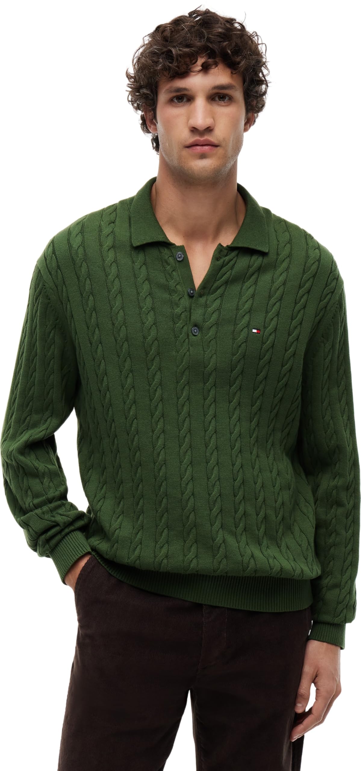 Tommy Hilfiger Herren Classic Cotton Cable Ls Polo Mw0mw41955 Pullover