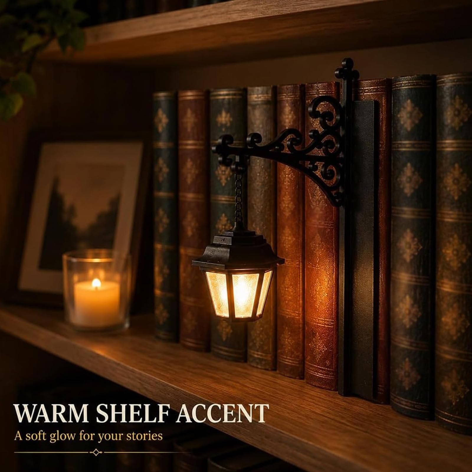 Vintage LED lampka nocna do czytania, latarnia biblioteczna-dekoracyjne oświetlenie półki na książki, miniaturowa wisząca lampa na półkę dla miłośników książek do nauki w bibliotece domowej 4pcs