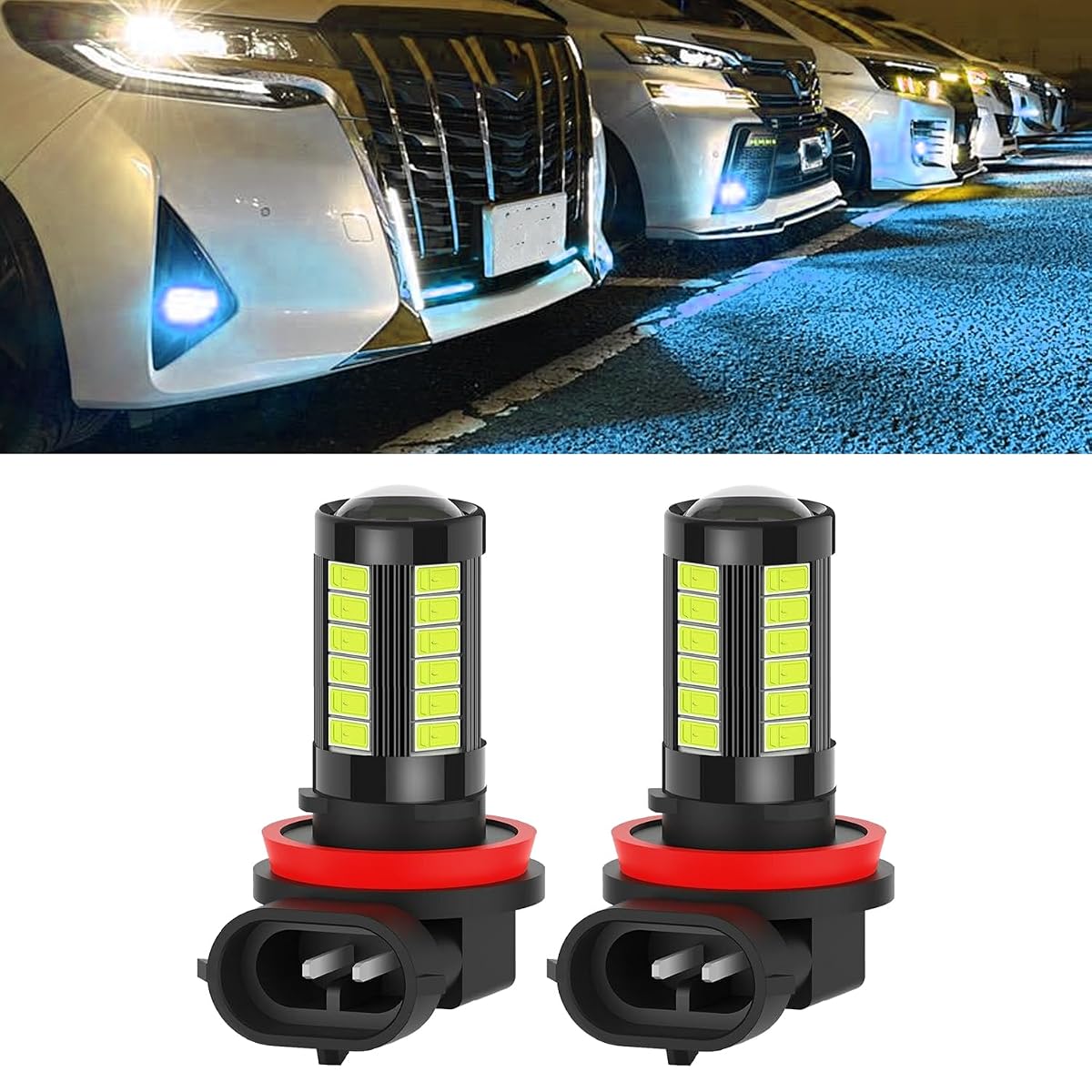 SamWinGear 2PCS LED Fog Light Bulbs H11/H8 Headlight Bulb, 12V Ice Blue Fog