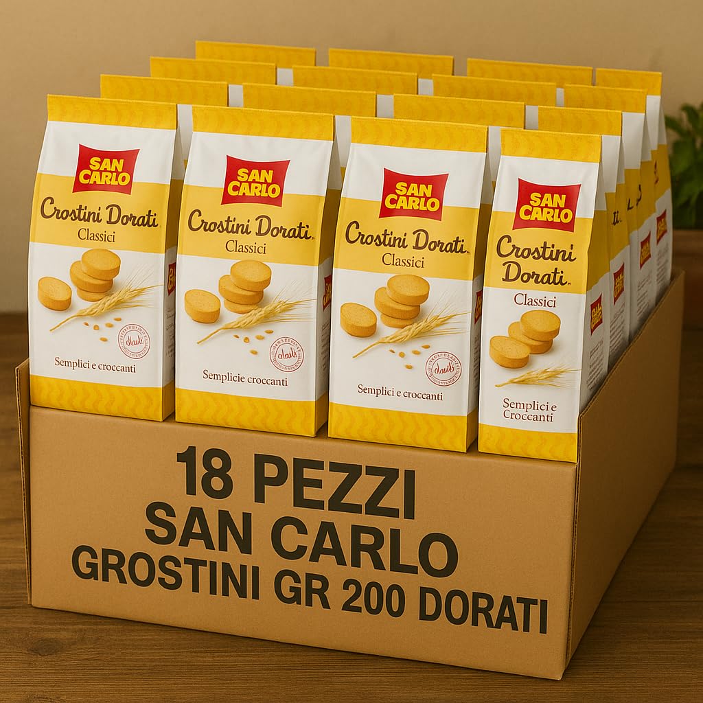 Crostini Dorati Classici – 18 Confezioni da 200g – Totale 3,6kg – Friabili e Croccanti, Ideali per Antipasti, Zuppe, Aperitivi – Prodotto Italiano