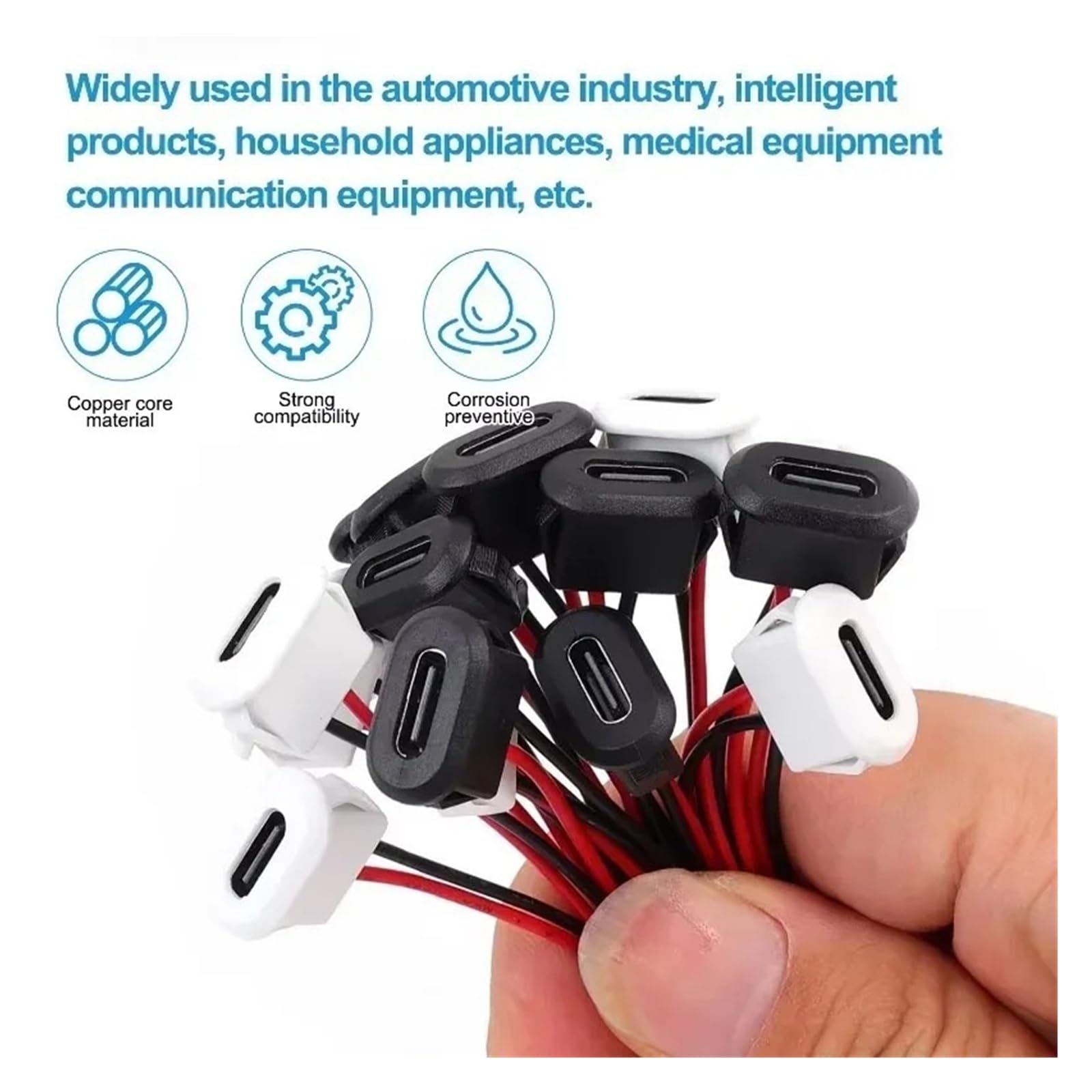 Złącze żeńskie USB typu C 3A Charging Jack Port z klipsem na kartę (zestaw B-White) (2 szt.)