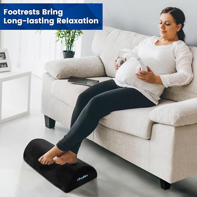 Reposapiés para Oficina con Espuma Suave y Funda Lavable - Negro miniatura 6