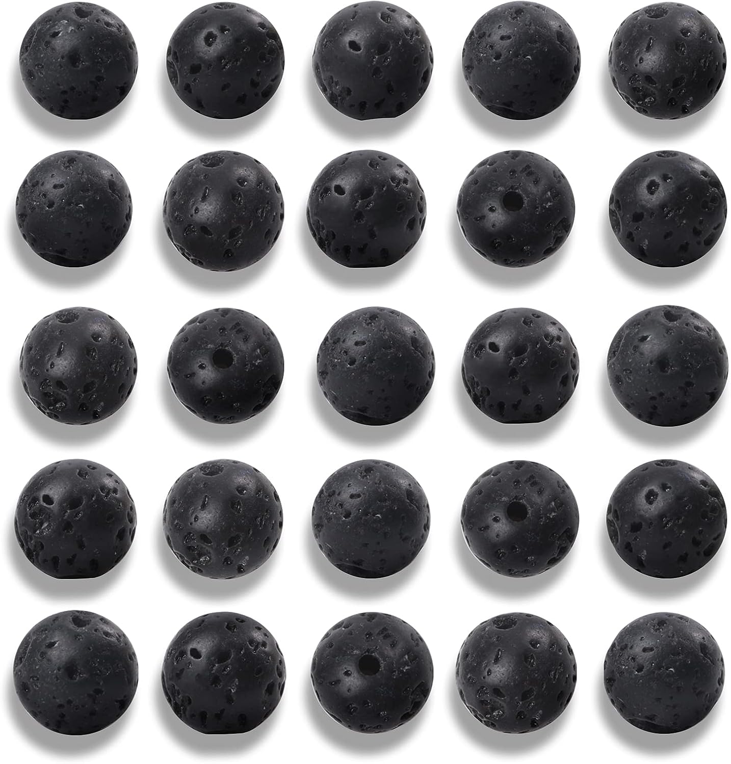 NITOPUPU 100Pcs 6mm Natural Black Volcanic Lava Gemstone Beads Round Loose Stone Beads for Jewerly Making with Crystal Stretch Cord Black volcanic lava 6mm