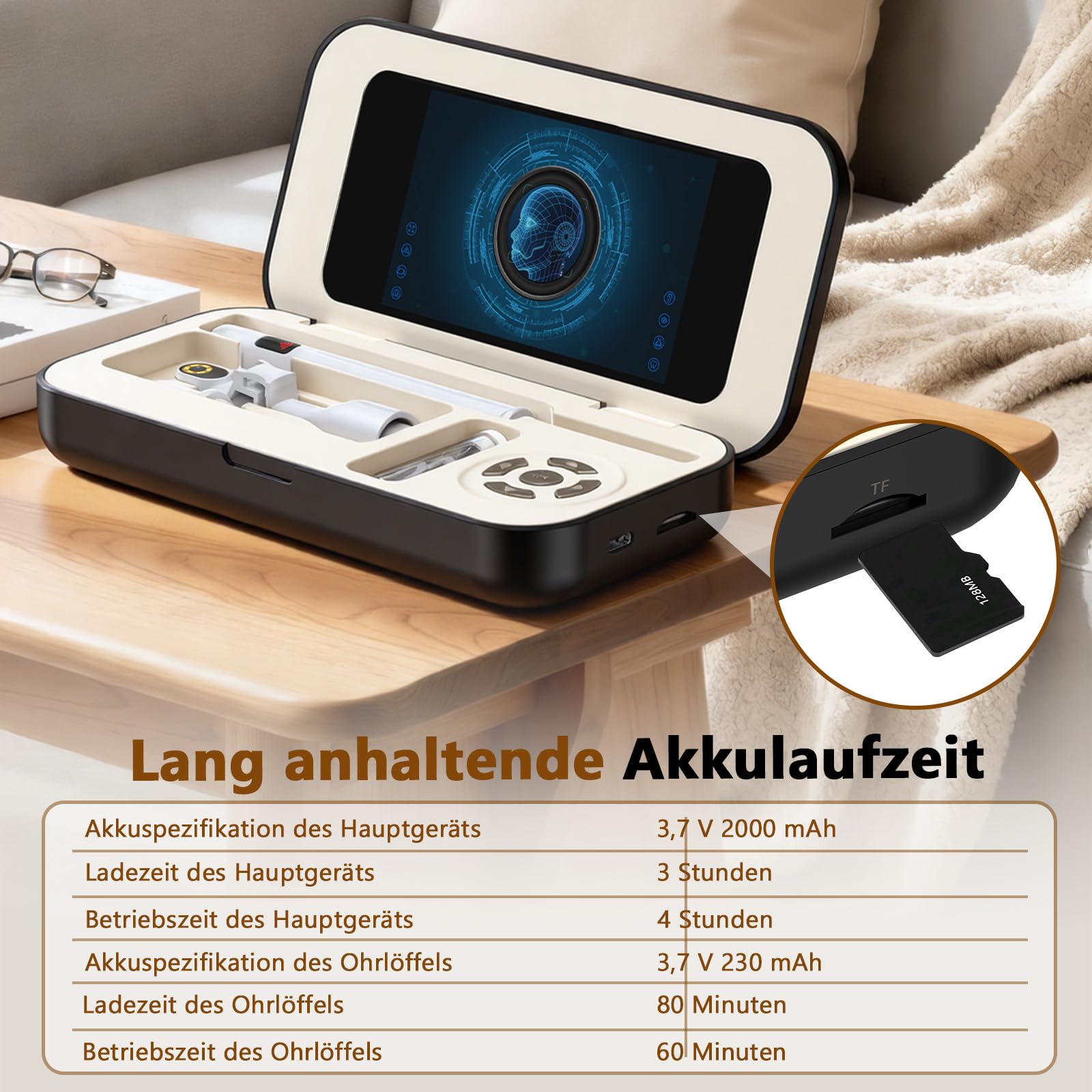 Ohrenschmalz Entferner Otoskop mit 3.97" Bildschirm Kein App Download Erforderlich, Ohrenreiniger Mit Kamera, Mitesserentferner, Mundpflege-Hilfe, Magnetmontage, Ladekoffer, Für Familie,Reise