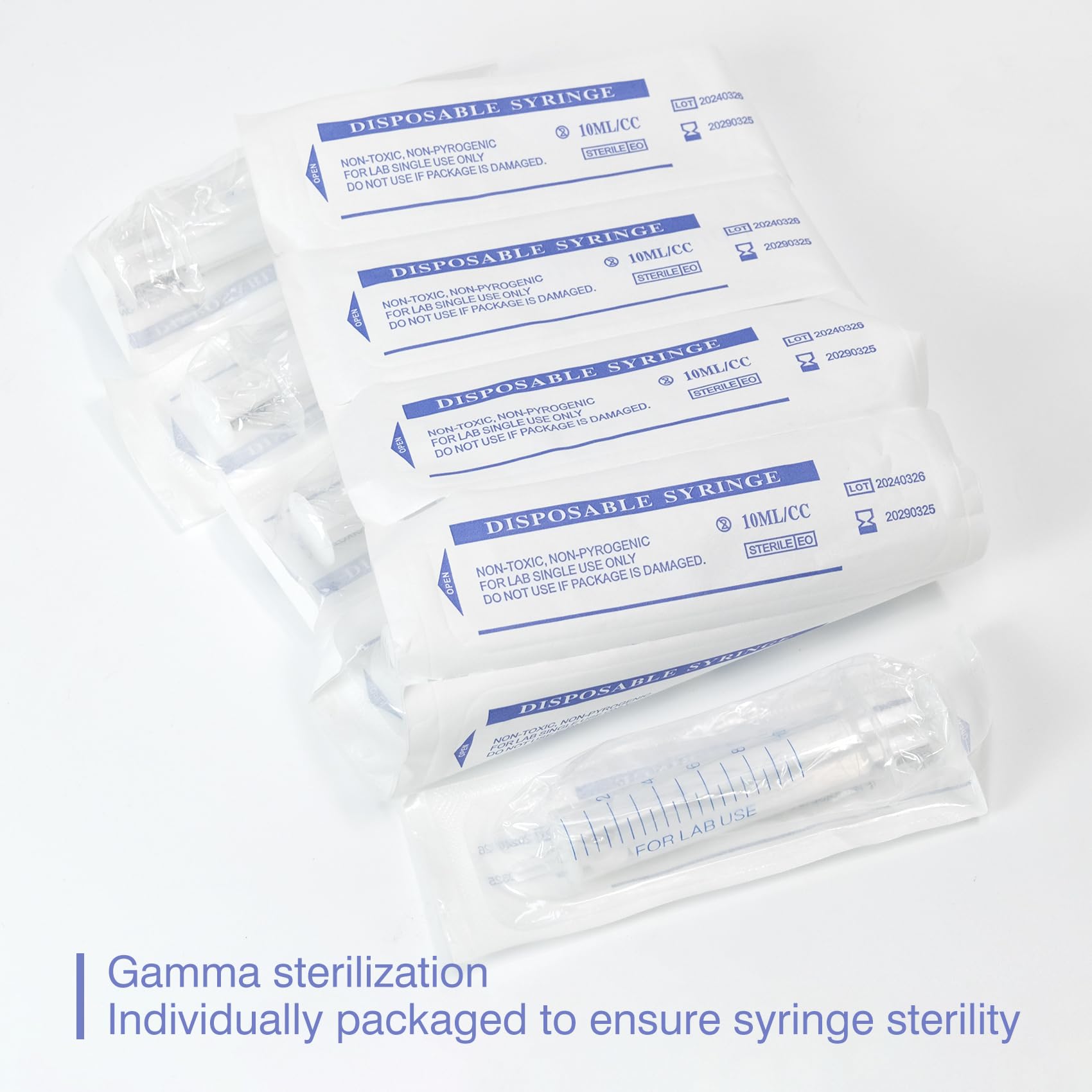 Sterylna strzykawka 10 ml z pojedynczym opakowaniem, strzykawki laboratoryjne, bez igły, strzykawka do płynu, odpowiednia do laboratoriów naukowych, pomiarów, podlewania, uzupełniania
