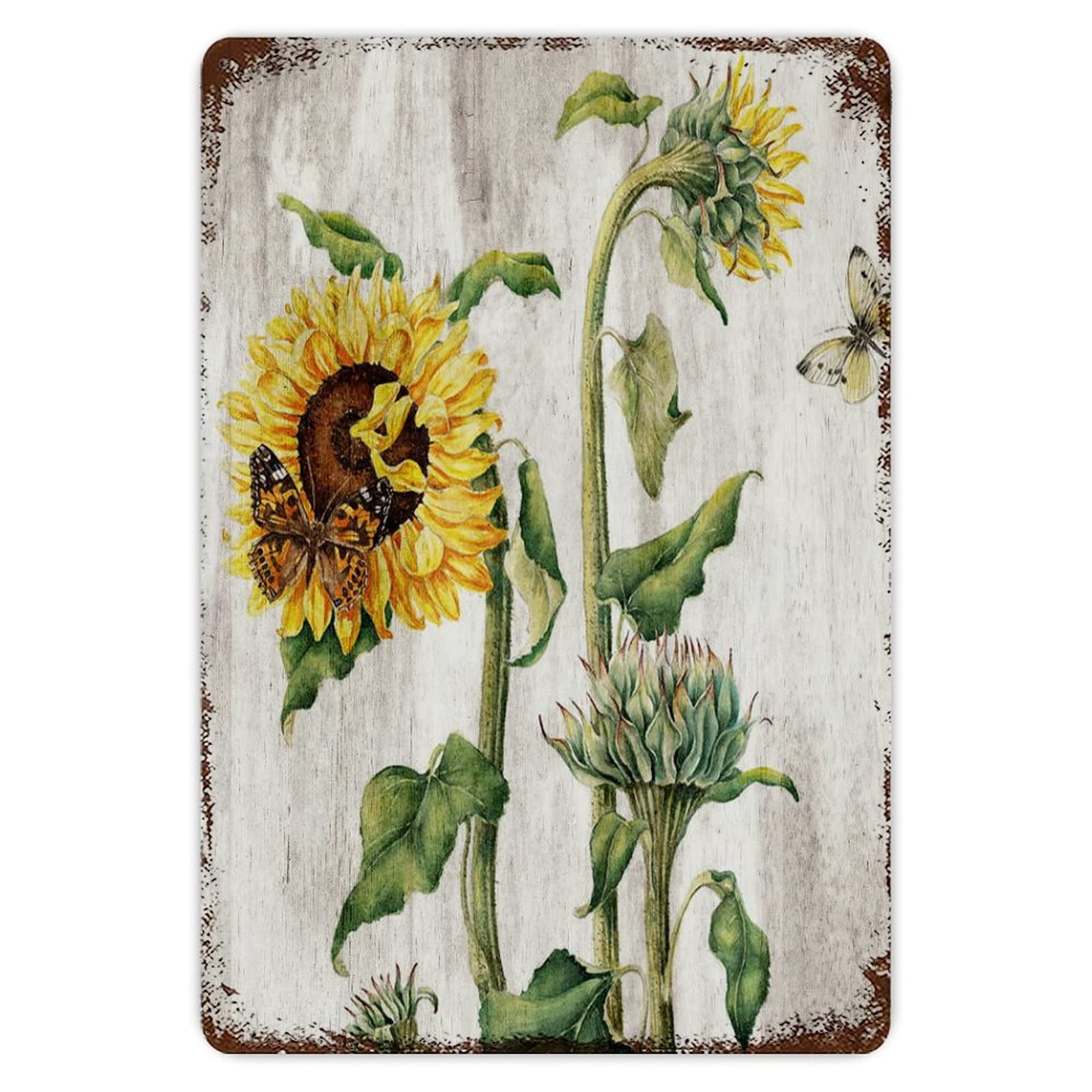 ENEDNATE Rustic Aluminum Sign Farmhouse Sunflower Tin Metal Sign Retro Home Kitchen Room Wall Door Hanger Decor Sign 8x12 inch