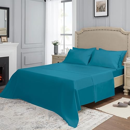 Miniatura 4 de YIYEA Juego de sábanas de microfibra de doble cepillado de 1800 hilos, lujosas, calidad hotelera, para cama de tamaño matrimonial, extrasuaves,