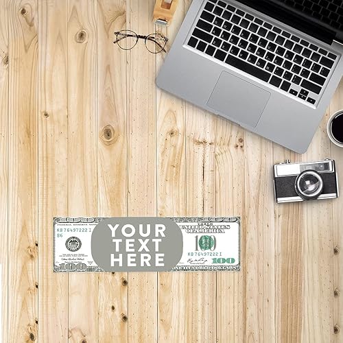 Miniatura 5 de Andaz Press Placa de nombre de escritorio de oficina, billete de 100 dólares, placa de texto personalizada acrílica personalizada para el hogar,