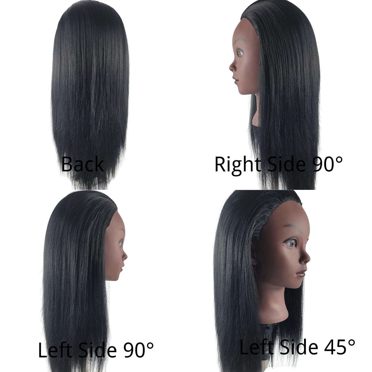 Practice Hair Mannequin Head for Braiding Hairstyling,Yaki Texture Black Head Mannnequin with Hair for Kids