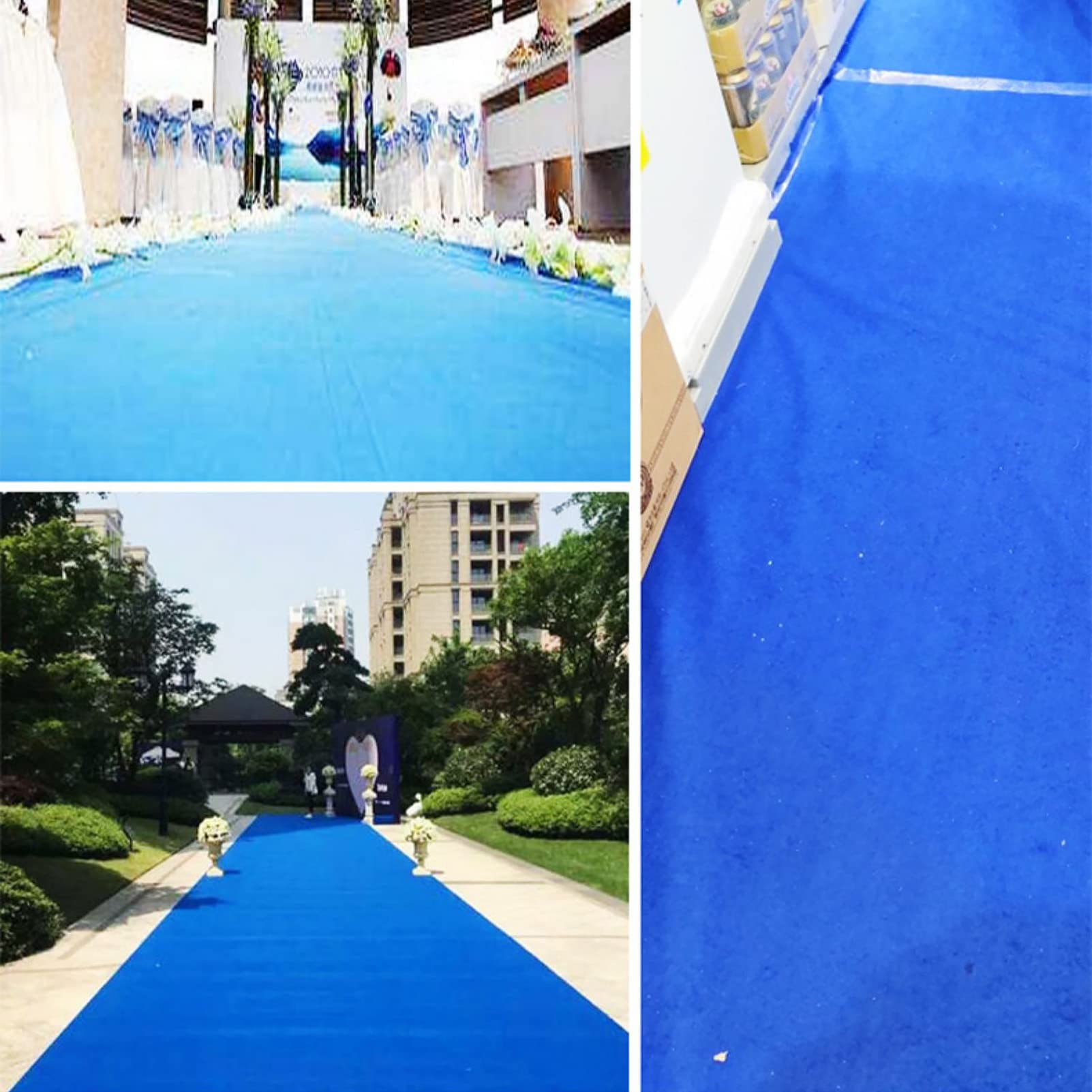 KAMPCO Hochzeit Gang Läufer Blau, Teppich Läufer für Hochzeit Zeremonie außerhalb, Polyester Stoff Teppich Rolle für Party Dekoration (Dicke: 2mm)