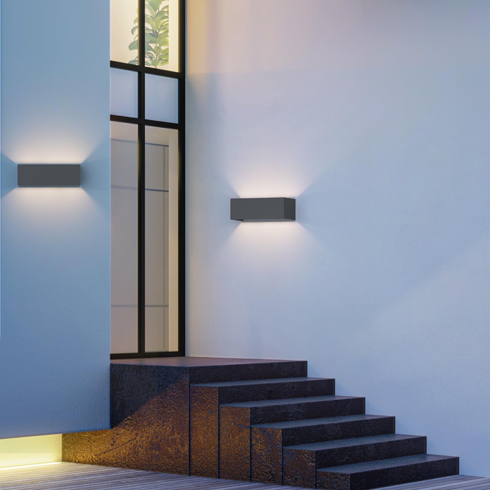 Coinmit 30W LED Applique da interno, 3000K, IP65 Luce da parete da esterno, fascio luminoso dimmerabile, Luce da parete della casa, per interni ed esterni, patio, soggiorno, Antracite