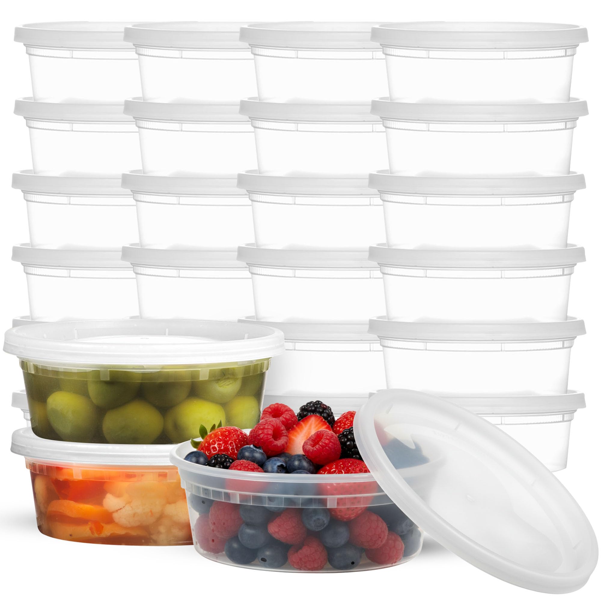 JoyServe Deli food containers with Lids - 236 ml 60 Sets- Ideal for Food, Snacks, Takeout, Meal Prep - Bulk 1 Cup Small Durable Clear Containers, Stackable, Freezer, Dishwasher & Microwave Safe