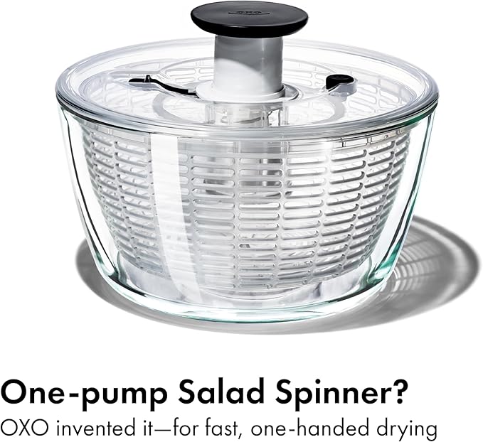 OXO Good Grips Salad Spinner | Lettuce Spinner | Fruit Washer | Fruit Washing Bowl with Strainer | Vegetable Cleaner | Salad Cleaner | Lettuce Washer | 6.22 Quart Capacity