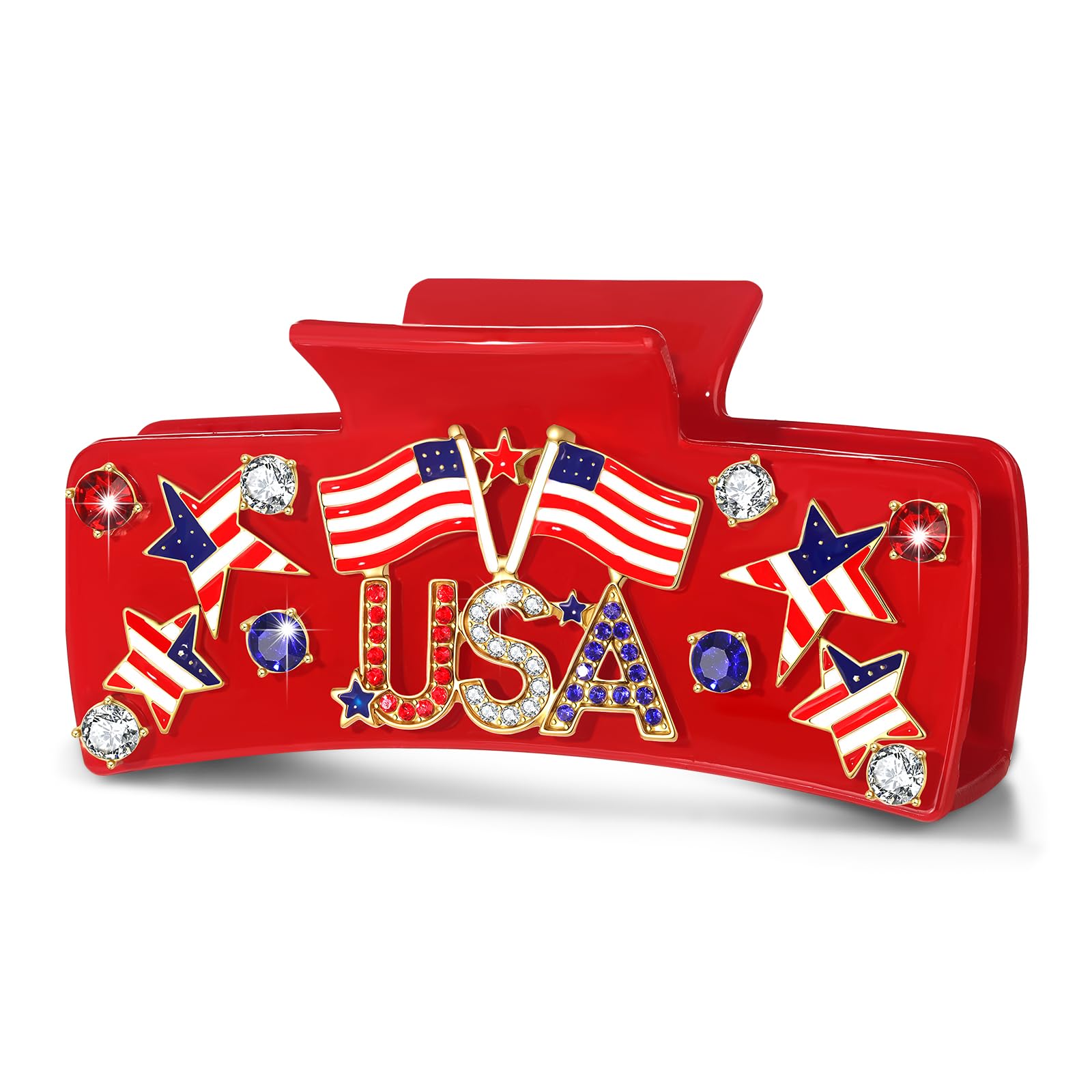 4th of July Hair Claw Clip for Women American Flag Star USA Hair Clip Red White and Blue Patriotic Claw Clips 4th of July Accessories Outfits Party