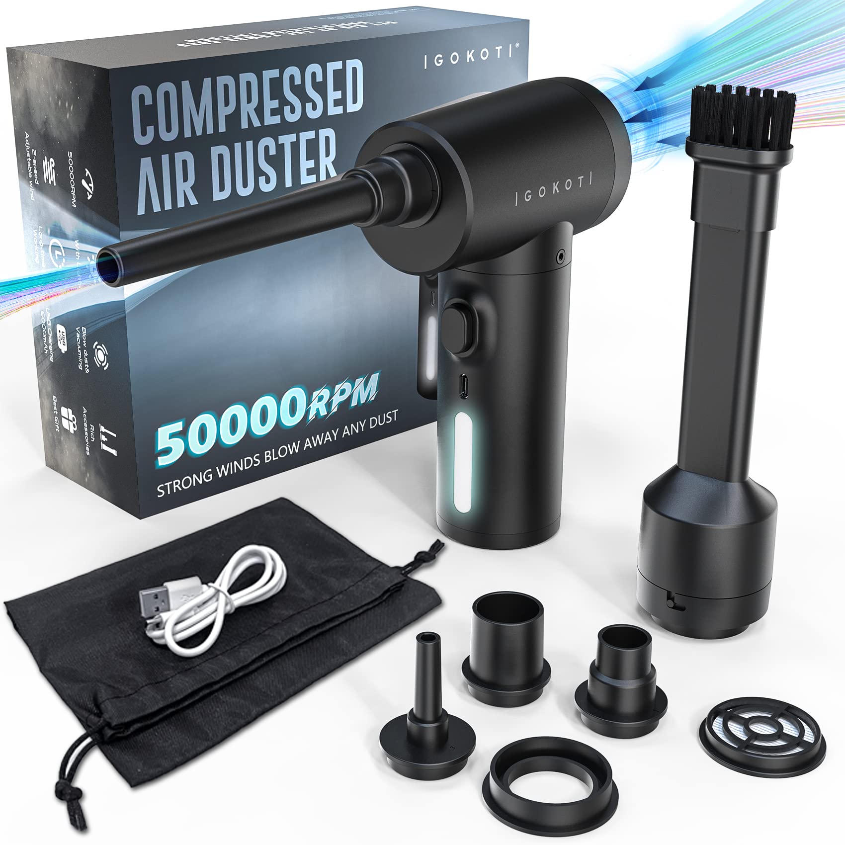 Buy IGOKOTI Electric Air Duster & Vacuum 2 in 1,Cordless Portable