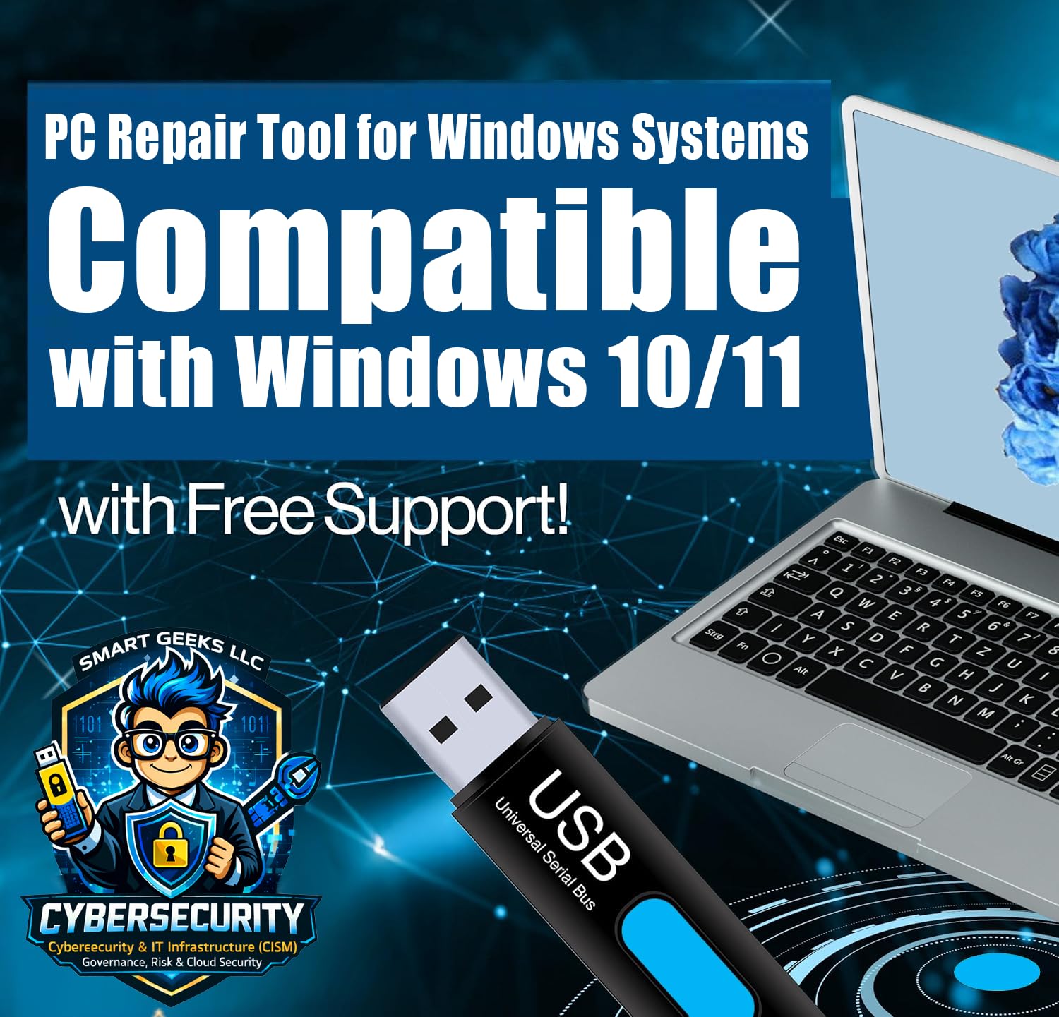 Windows 11 Professional 64 Bit USB with Key Install Recovery Repair Desktop Laptop