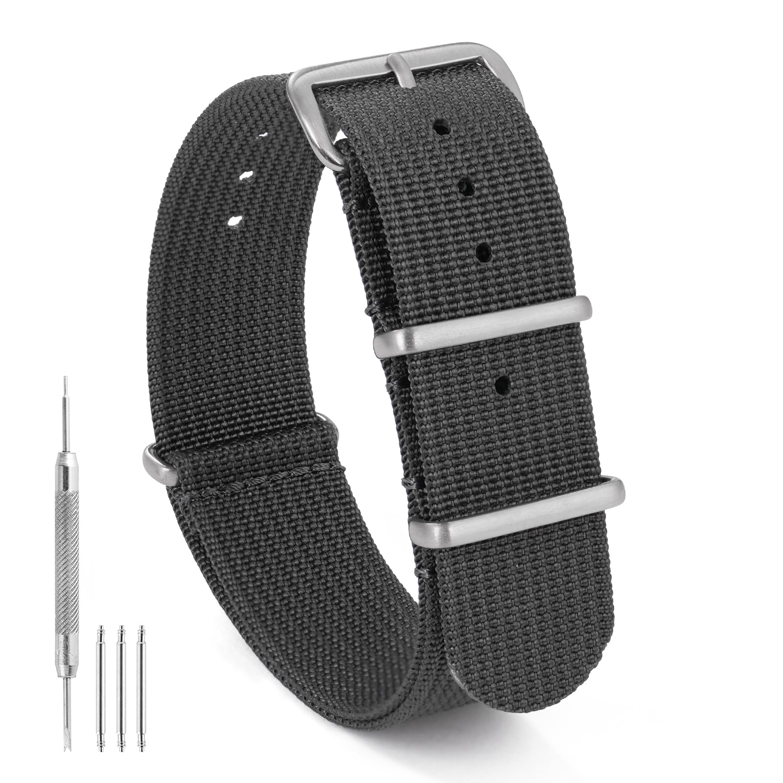 TACTICAL FROG Nylon Watch Band 18mm 19 mm 20mm 22 mm 24 mm, Waterproof Military Watch Straps Replacement for Men Women, With Stainless Steel Buckle