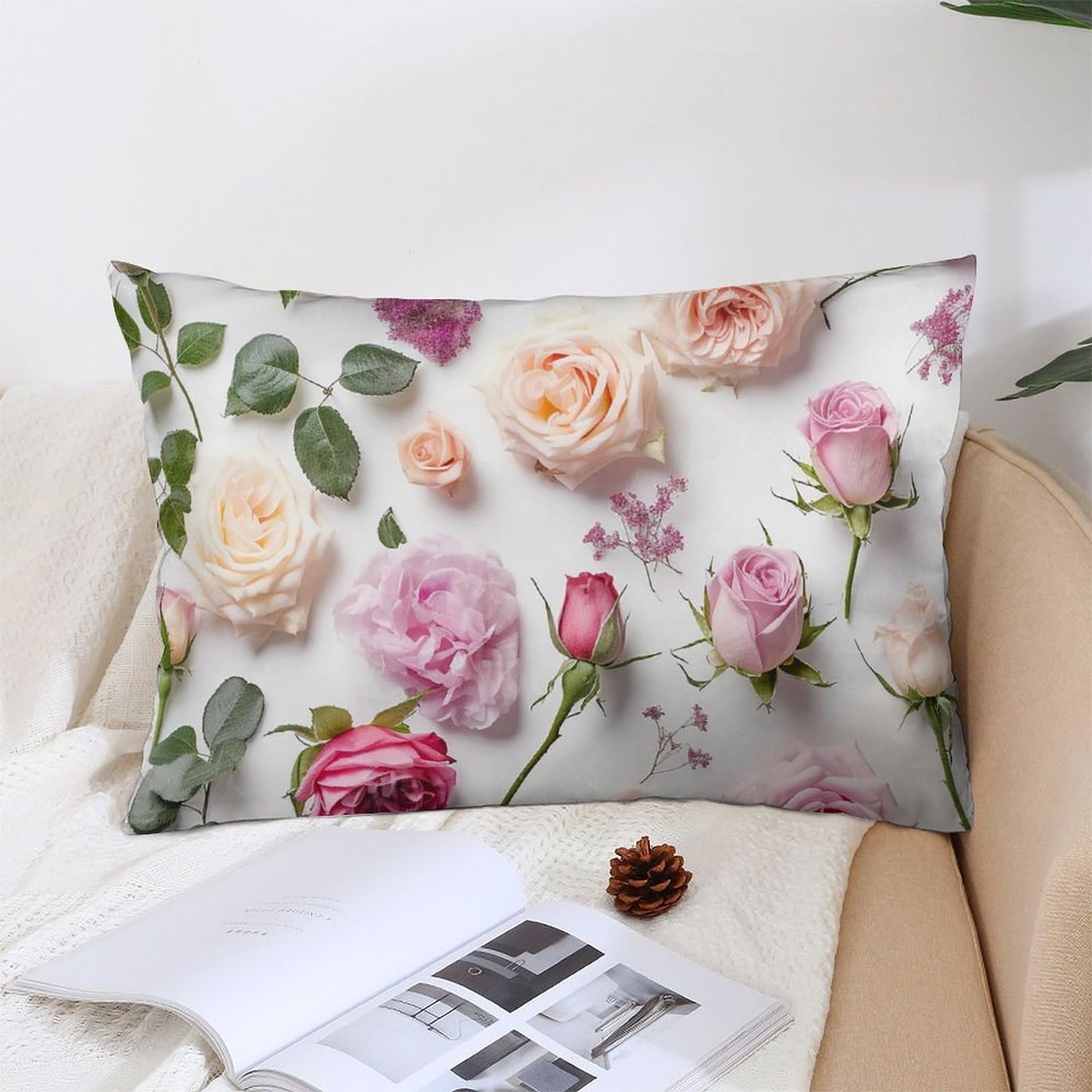 NTVOWPZO Decoration Throw Pillow Covers 12 "x20 Pillowcases Covers Different Flower Colors Soft Pillowcases Modern Farmhouse Home Decor Sofa Cushions Covers for Couch Bed Living Room