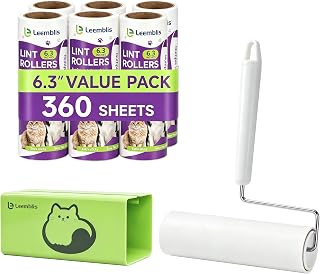 Extra Sticky Lint Roller, 6.3 Inch Wide Heavy Duty Pet Hair Remover | L-Shaped Handle Design 360 Sheets Super-Strong Lint Roller With Storage Box, Easily Removes Pet Hair, Down, And Dust