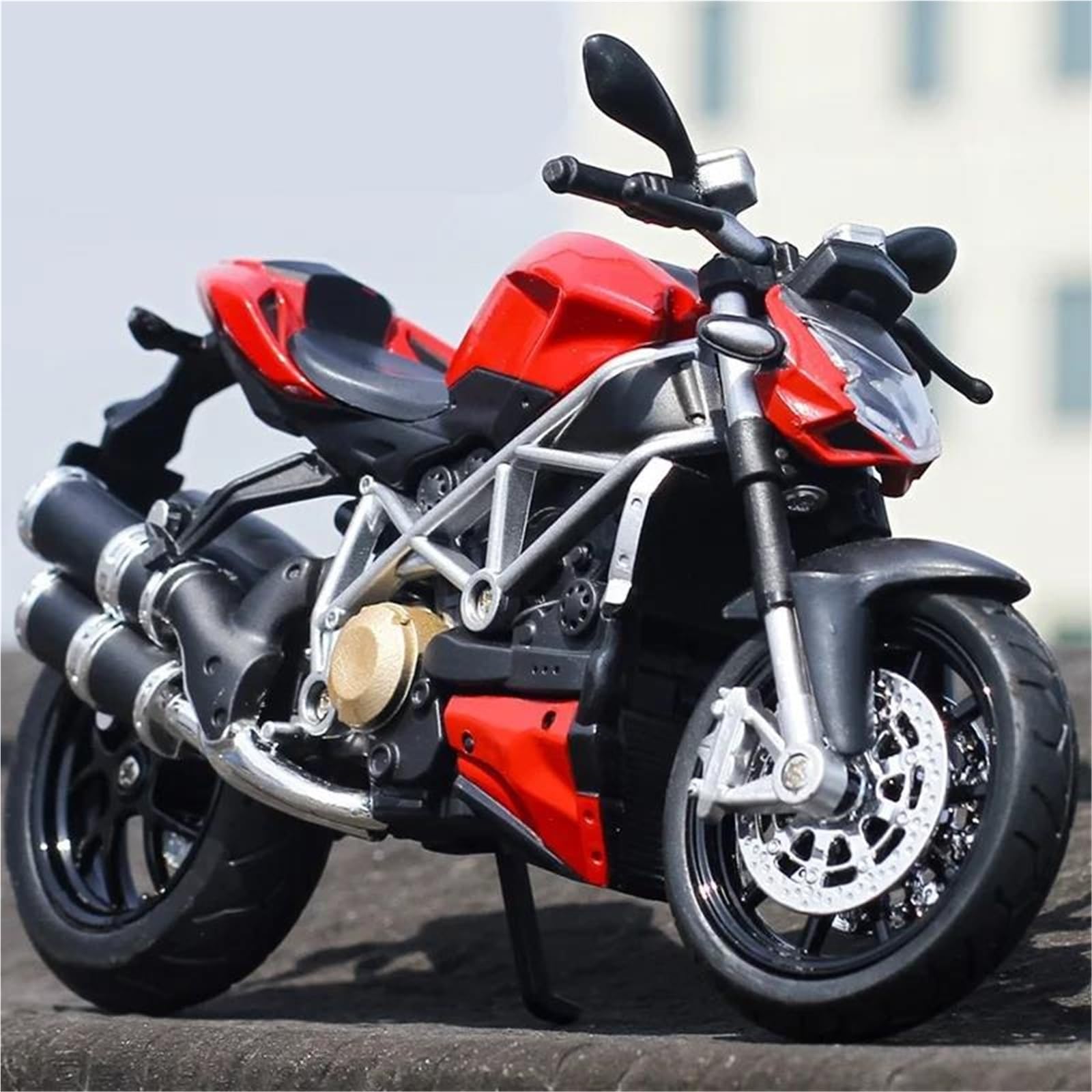 Modelo de Motocicleta Maqueta De Motocicleta 1/12 para Regalo Cumpleaños para Ducati Streetfighter V4 Juguetes Fundición A Presión, Vehículos Coleccionables, Pasatiempos(Rosso)