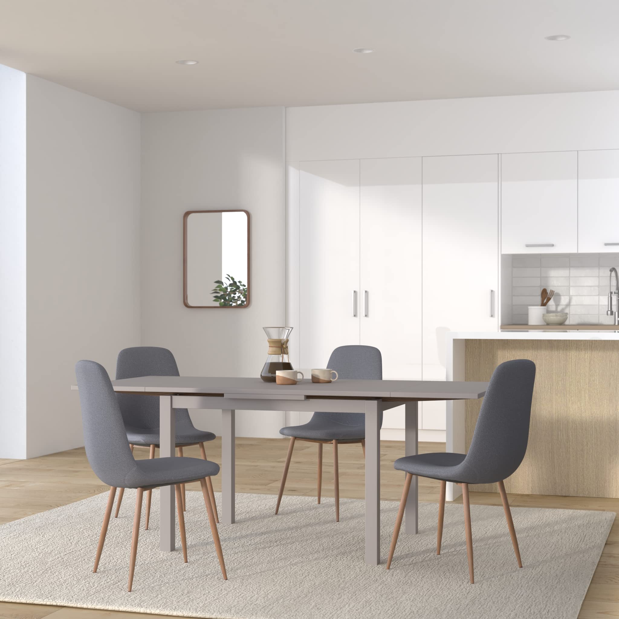 Dmora Table de salle à manger extensible, Table moderne avec rallonges, Console extensible, cm 80x130 / 210h76, Couleur frêne blanc