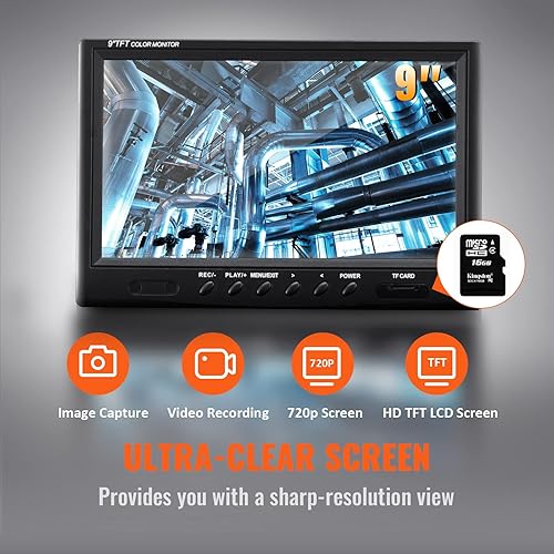 Miniatura 3 de VEVOR Cámara de alcantarillado con localizador de 512Hz, 165 pies164.0 ft, cámara de inspección de tuberías de 9" con función DVR, cámara IP68 con