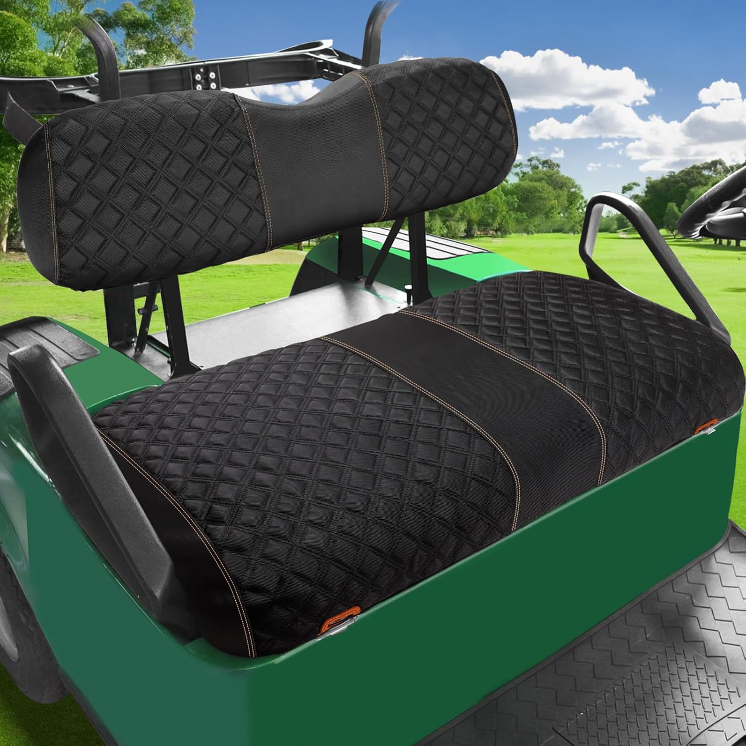 Roykaw 1680D Oxford Cloth Golf Cart Front Seat Covers for EZGO TXT, No Drilling Required, Wrinkle & Wear Resistance, Easy Installation