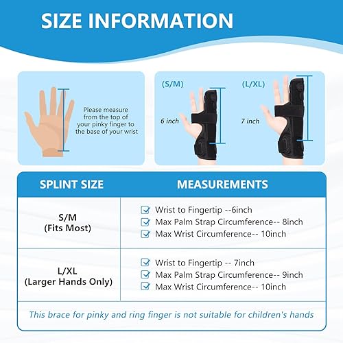 Miniatura 6 de Férula de dedo meñique, férula para fractura de boxer, férula metacarpiana para 4 o 5 dedo, férula para dedo roto, dedo gatillo, artritis y