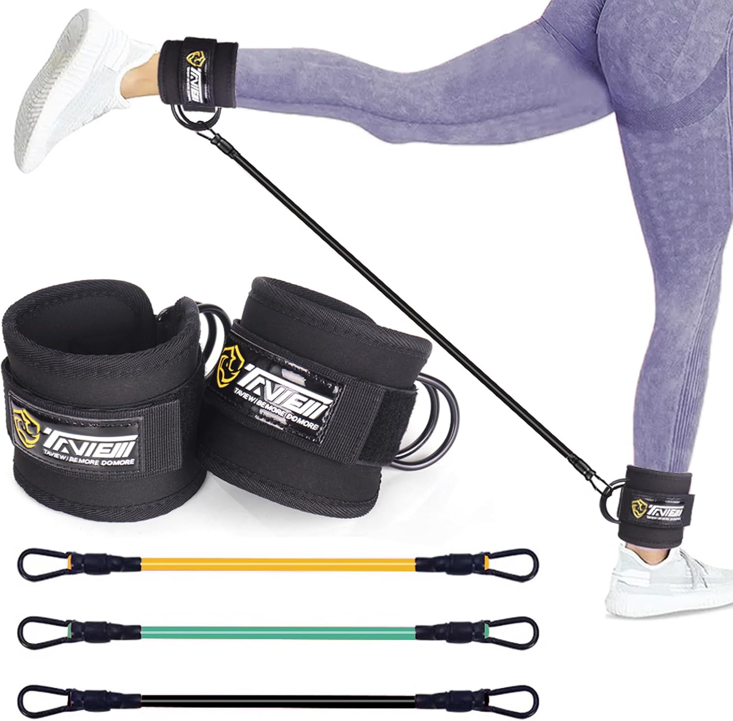 Ankle Straps Resistance Bands with Cuffs, Ankle Bands for Working Out, Ankle Resistance Band for Leg, Booty Workout Equipment for Kickbacks Hip Fitness Training