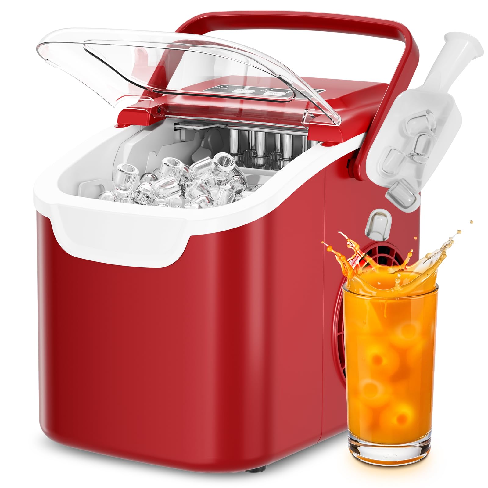 Antarctic Star Countertop Ice Maker Machine, 8 Cubes in 6 Mins, 26.5 lbs/Day, Self-Cleaning, 2 Sizes, Ultra-Quiet for Home/Kitchen/Camping/RV Black — view 8