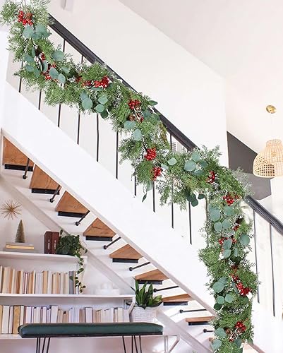 Miniatura 3 de Guirnalda de pino de Navidad, guirnalda de uñas artificiales para interiores y exteriores, puerta de jardín, decoración del hogar para vacaciones de