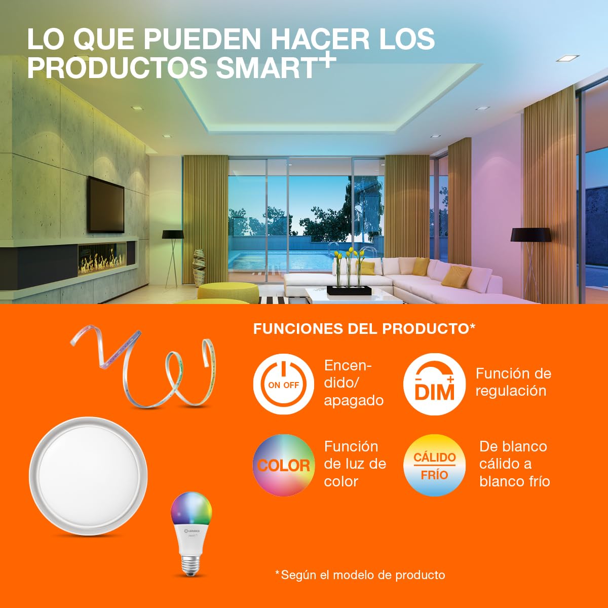 LEDVANCE Plafón LED inteligente, panel interior con tecnología WiFi, color de luz cambiante (3000K-6500K), 800mm x 100mm, compatible con Google y Alexa Voice Control, SMART+ WIFI PLANON FRAMELESS