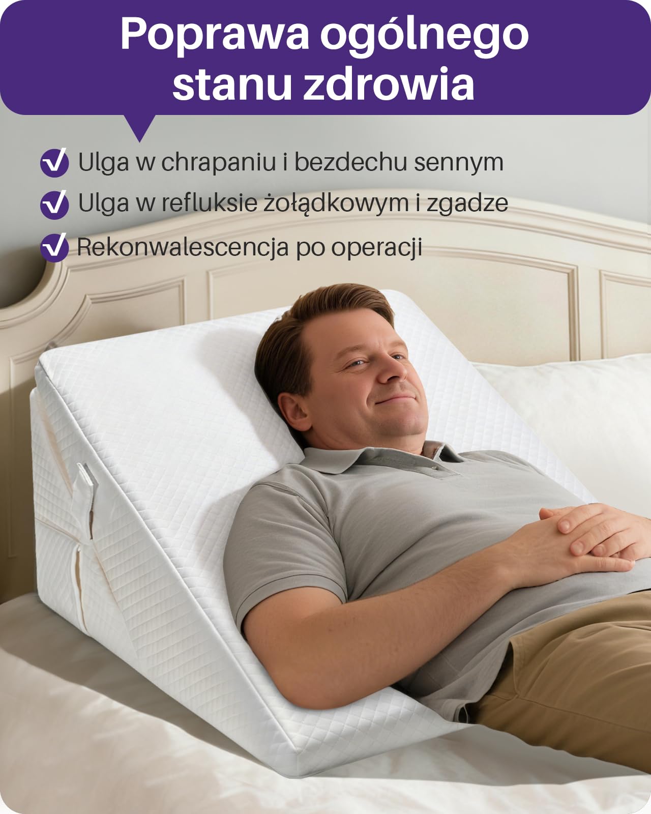 Kekoy Regulowana poduszka klinowa na łóżko: bezdech senny, refluks kwasowy, ból pleców, chrapanie i postop. Rekonwalescencja – poduszka refluksowa z pianki memory, poszewka nadająca się do prania