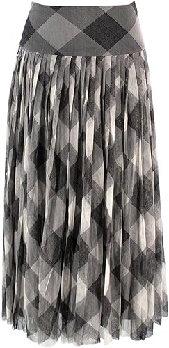 Dior Falda de Tul Plisada a Cuadros en Blanco y Negro de Christian Segunda Mano