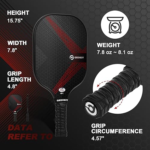 Miniatura 5 de Juego de 1 palas de pickleball  2  4, fibra de vidrio aprobada por USAPA  Juego de pickleball de fibra de carbono con raquetas de pickleball, bolas