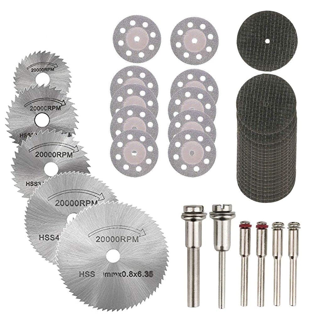 Diy Crafts CT-DIY-HI-47077 Blades, 10 Resin Cut Off Disc Combo Cutter Kit Tool Set With 5 Mandrels for Wood Plastic Stone Metal, # 1, Pack of 30 (Multicolor)