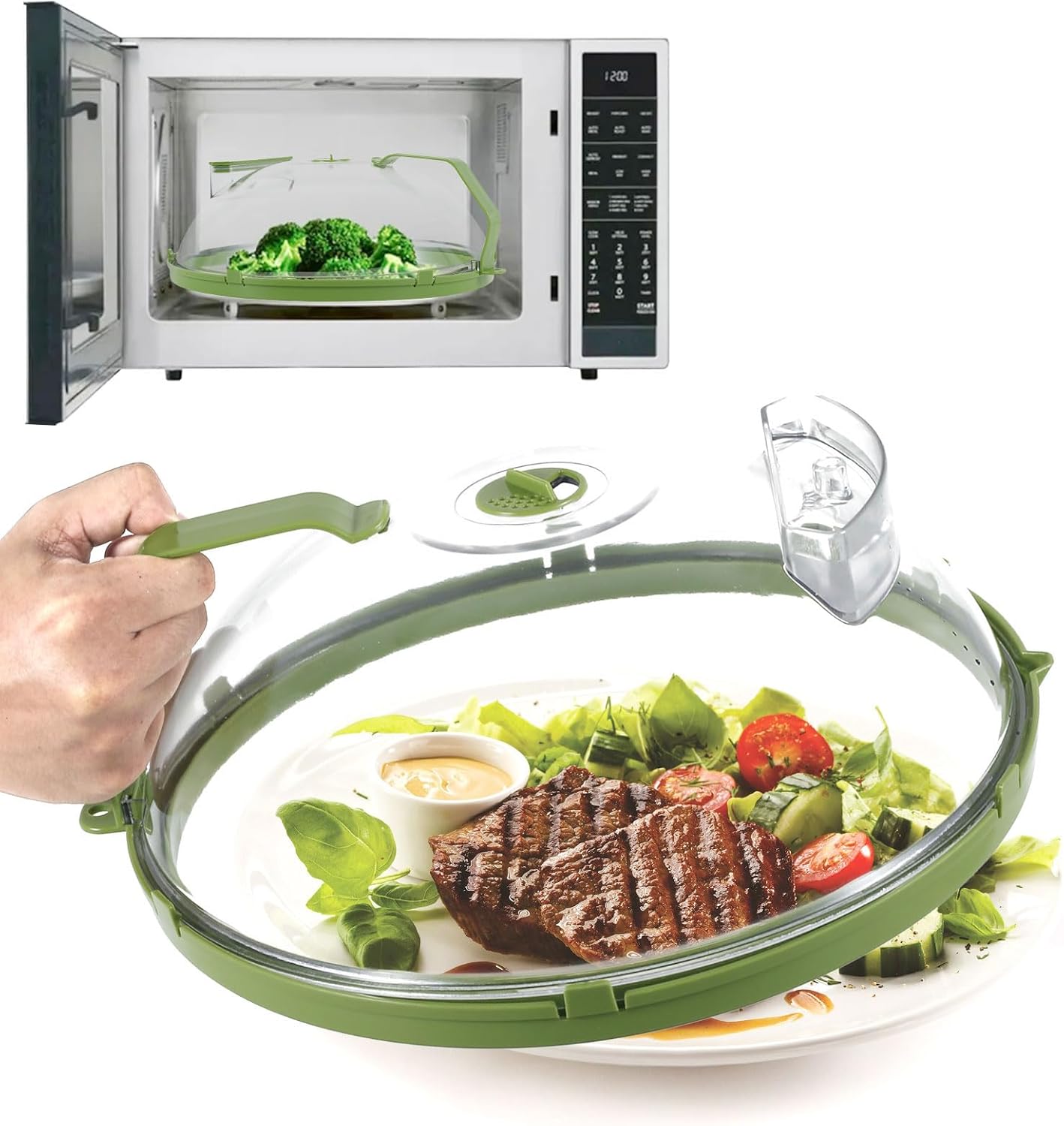 Microwave Cover for Food, Microwave Plate Cover Lid with Handle and