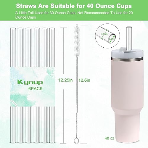 Miniatura 3 de Kynup Popote (paquete de 6), cubierta de popote (6 unidades) para vaso Stanely de 40 onzas, material Tritan reutilizable, tapa de paja de material