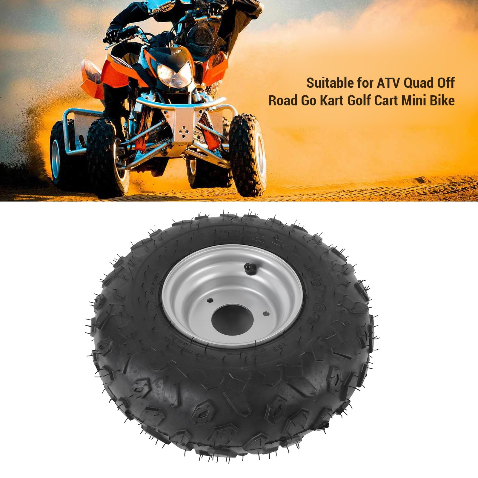 Tbest 145/70 6 145x70 Opona ze Stopu Aluminium Opona Bezdętkowa Mini Bike ATV Quad Off Road Gokart Wózek