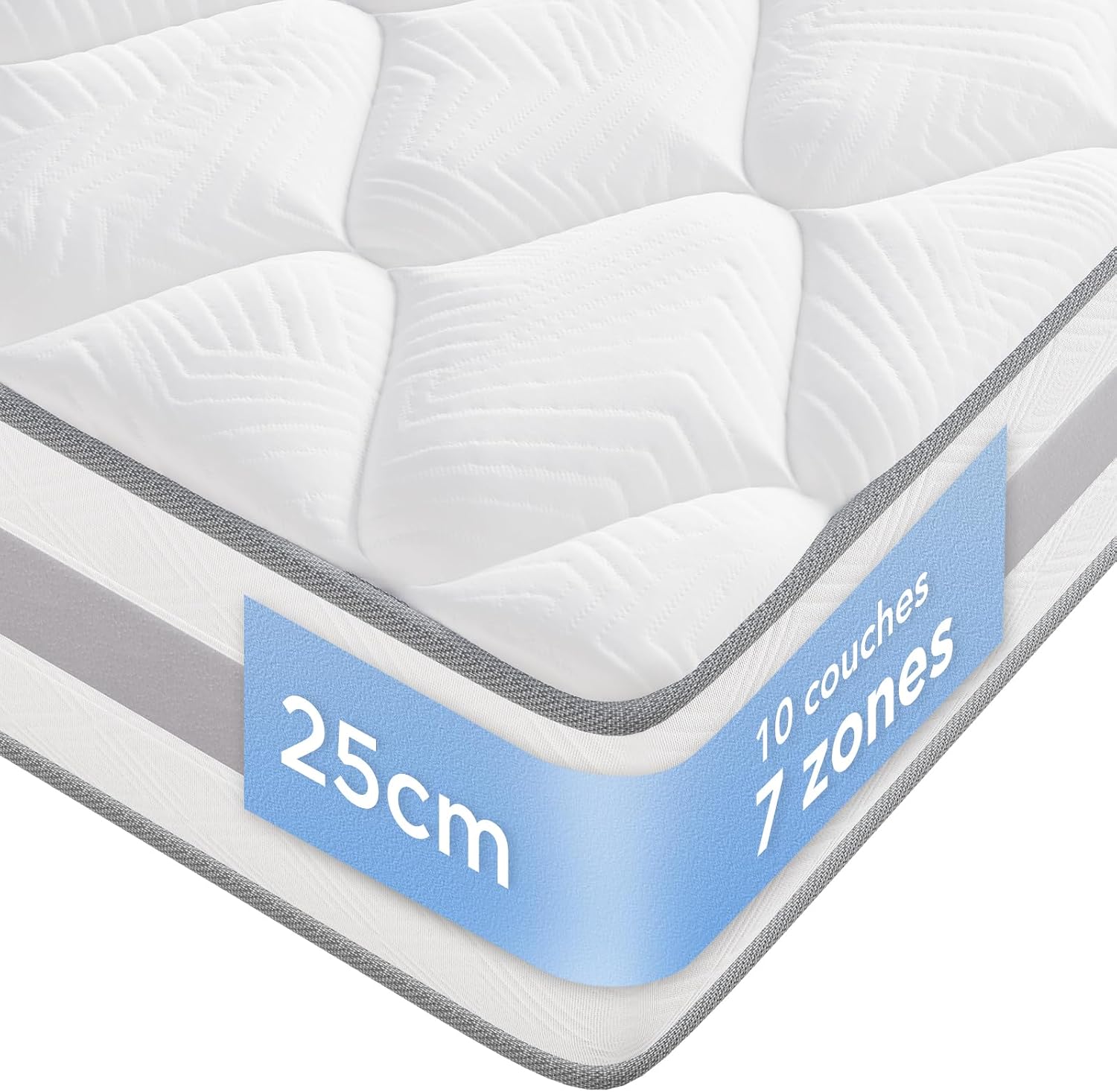 Matelas 80x200x25 cm à Ressorts Ensachés, Mousse à Mémoire de Forme, Soutien Ergonomique 7 Zones, Respirante, Réversible, Fermeté Moyenne (H3/H4), Confort Équilibré, Sommeil Réparateur - Amazon product rated Grade B