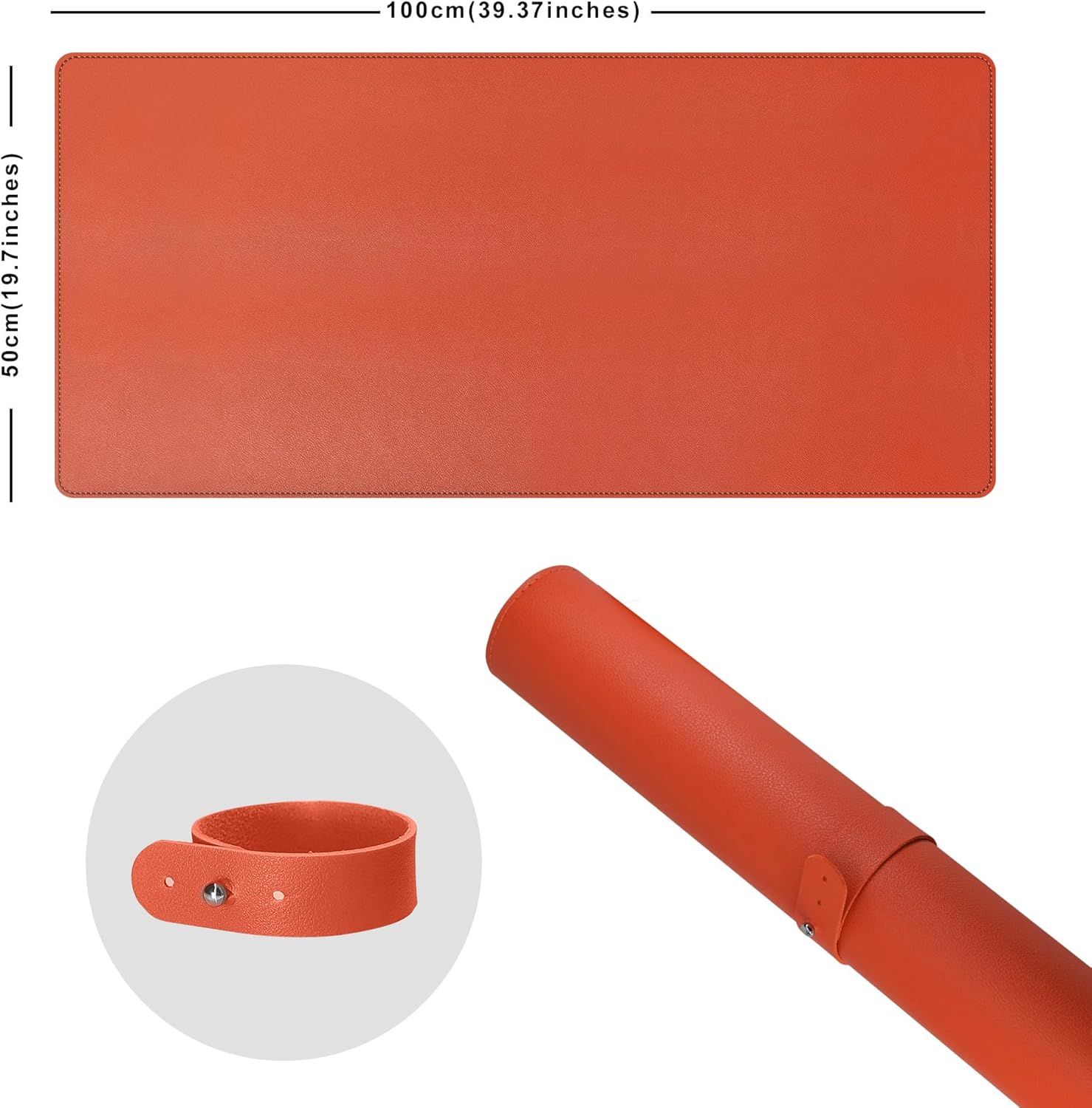 ZORESYN Large Mouse Pads (39.4" x 19.7") - PU Leather Extended Large Gaming Mousepad Desk Mat - Nonslip Base and Waterproof Desktop Keyboard Extended Mouse Mat (Orange)