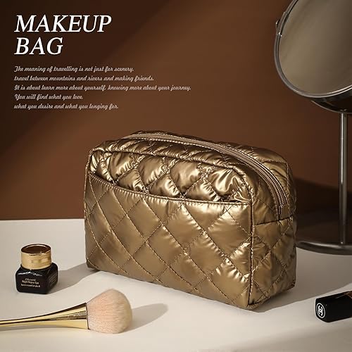Miniatura 2 de Bolsa de maquillaje de viaje, Oro, Quiltedfashion