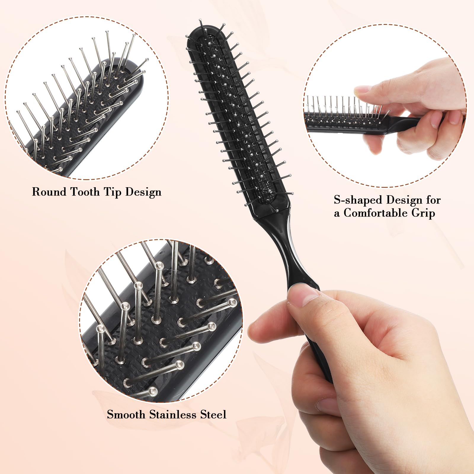 Juego de 3 peines para peluca, cepillo de extensión de pelo, peine de dientes anchos y bordes para pelucas humanas y extensiones sintéticas