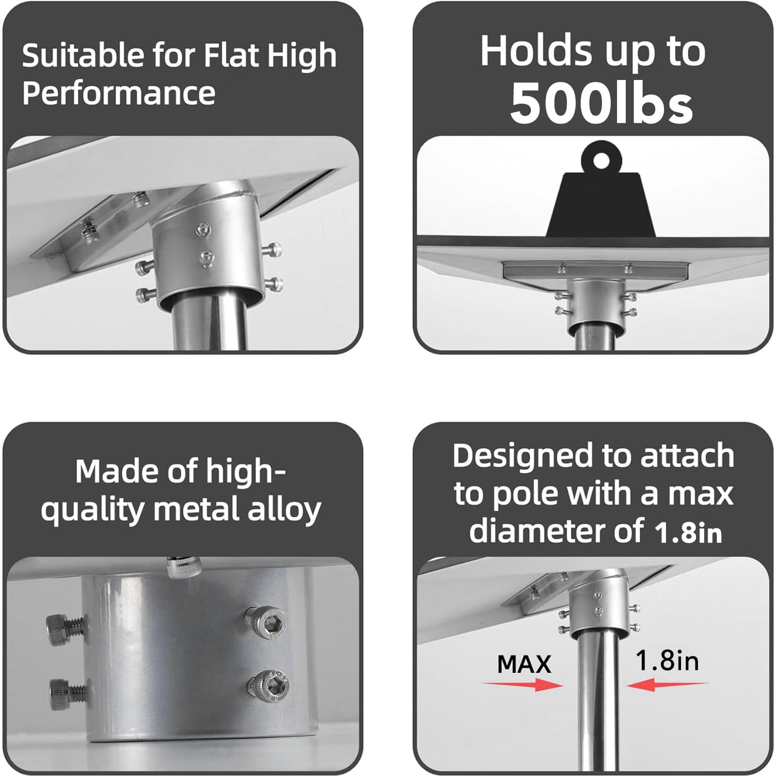 Cuifati Support D'adaptateur de Poteau Gen3, Support de Poteau D'antenne Satellite en Acier Inoxydable Robuste, Kit de Parabole Standard Gen3 V3 pour Montage sur Plaque