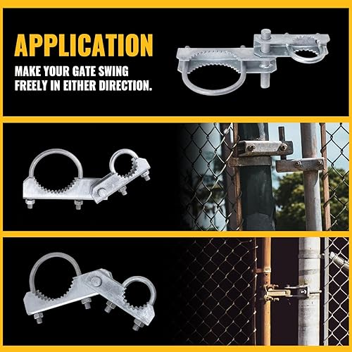 Miniatura 7 de VIVIDA Bisagra de puerta de eslabones de cadena, bisagra de 180 grados para valla de alambre, resistente, ajuste de poste de 4 pulgadas de diámetro